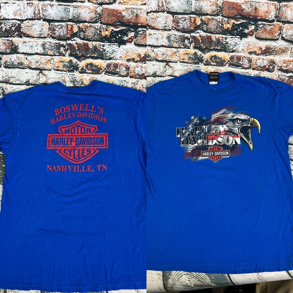 Harley‎ Davidson Blue American Eagle 2019 Nashville , Tennessee Sz L